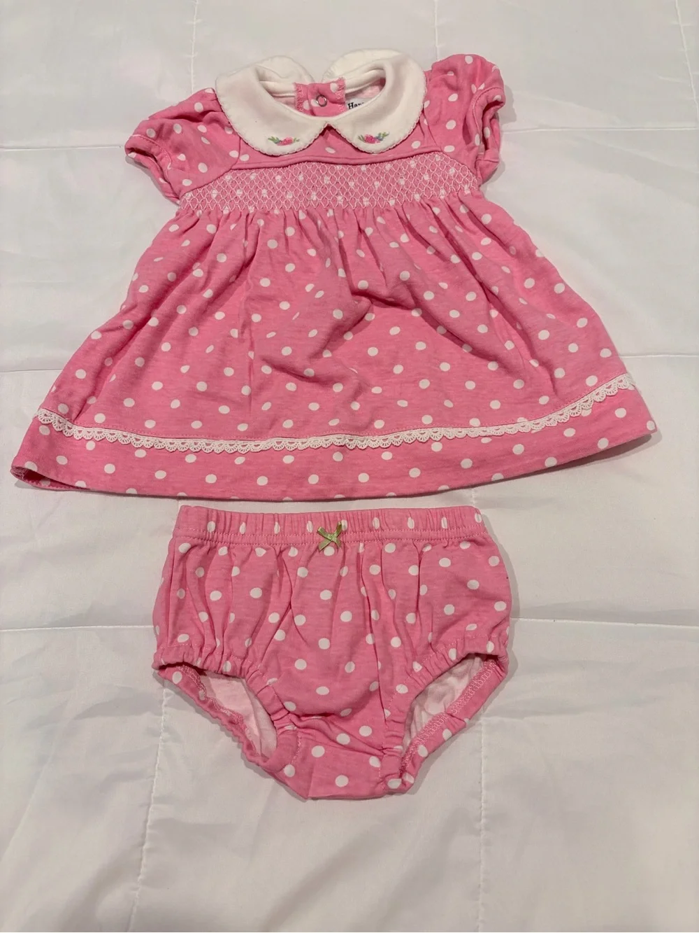 Hartstrings Pink Polka Dot Dress with Matching Bloomers